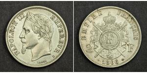 2 Franc Secondo Impero francese (1852-1870) Argento Napoleone III (1808-1873)