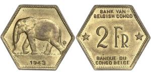 2 Franc Congo Belga (1908 - 1960) Latón 