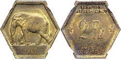 2 Franc Geschichte der Demokratischen Republik Kongo (1908 - 1960) Messing 