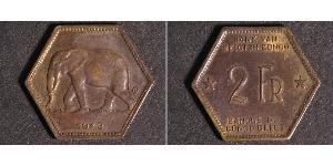 2 Franc Geschichte der Demokratischen Republik Kongo (1908 - 1960) Messing 