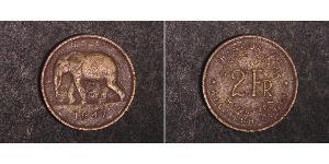2 Franc Congo Belga (1908 - 1960) Ottone 
