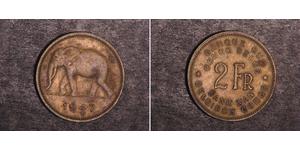 2 Franc Congo Belga (1908 - 1960) Ottone 