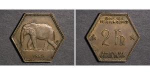 2 Franc Congo Belga (1908 - 1960) Ottone 