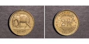2 Franc Congo Belga (1908 - 1960) Ottone 