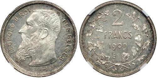 2 Franc Bélgica Plata Leopold II (1835 - 1909)