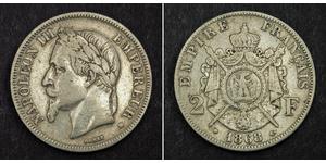 2 Franc Segundo Imperio francés (1852-1870) Plata Napoleon III (1808-1873)