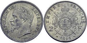 2 Franc Segundo Imperio francés (1852-1870) Plata Napoleon III (1808-1873)