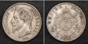 2 Franc Segundo Imperio francés (1852-1870) Plata Napoleon III (1808-1873)