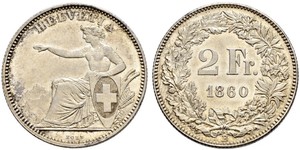 2 Franc Suiza Plata 