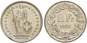 2 Franc Suiza Plata 