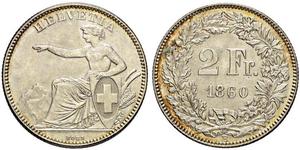 2 Franc Schweiz Silber 