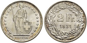 2 Franc Schweiz Silber 