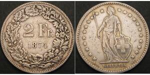 2 Franc Schweiz Silber 