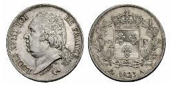 2 Franc Kingdom of France (1815-1830) Silver Louis XVIII of France (1755-1824)