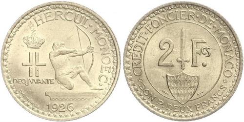 2 Franc Mónaco (1297 - )  Luis II de Mónaco (1870-1949)