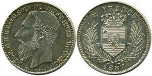 2 Franc 剛果自由邦 (1885 - 1908) 銀 利奥波德二世 (比利时)