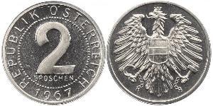 2 Grosh Austria ocupada  (1945-1955) / Republic of Austria (1955 - ) Aluminio 