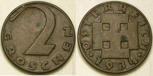 2 Grosh First Austrian Republic (1918-1934) Bronze 