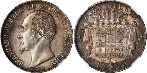 2 Gulden Duché de Saxe-Meiningen (1680 - 1918) Argent Bernard II de Saxe-Meiningen