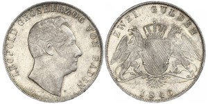 2 Gulden Grand-duché de Bade (1806-1918) Argent Léopold Ier de Bade(1790 – 1852)