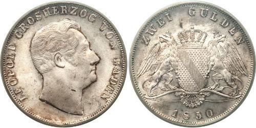 2 Gulden Grand-duché de Bade (1806-1918) Argent Léopold Ier de Bade(1790 – 1852)