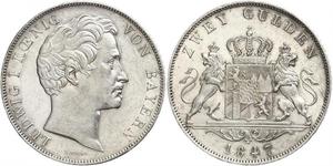 2 Gulden Royaume de Bavière (1806 - 1918) Argent Louis Ier de Bavière(1786 – 1868)