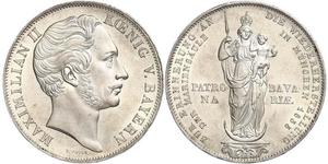 2 Gulden Royaume de Bavière (1806 - 1918) Argent Maximilien II de Bavière(1811 - 1864)