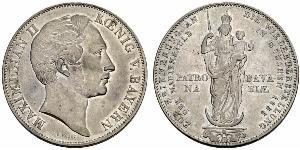 2 Gulden Royaume de Bavière (1806 - 1918) Argent Maximilien II de Bavière(1811 - 1864)