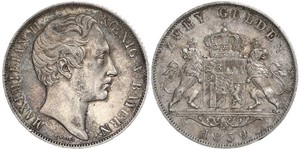 2 Gulden Royaume de Bavière (1806 - 1918) Argent Maximilien II de Bavière(1811 - 1864)