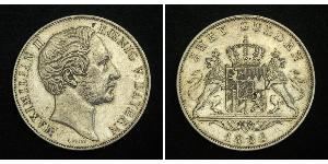 2 Gulden Royaume de Bavière (1806 - 1918) Argent Maximilien II de Bavière(1811 - 1864)