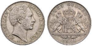 2 Gulden Royaume de Bavière (1806 - 1918) Argent Maximilien II de Bavière(1811 - 1864)