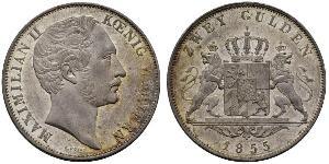 2 Gulden Royaume de Bavière (1806 - 1918) Argent Maximilien II de Bavière(1811 - 1864)