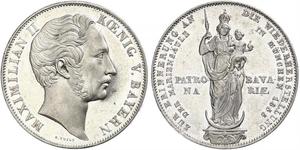 2 Gulden Royaume de Bavière (1806 - 1918) Argent Maximilien II de Bavière(1811 - 1864)