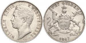 2 Gulden Royaume de Wurtemberg (1806-1918) Argent Guillaume Ier de Wurtemberg