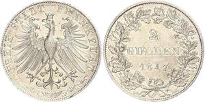 2 Gulden Ville libre de Francfort Argent 