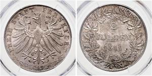 2 Gulden Ville libre de Francfort Argent 