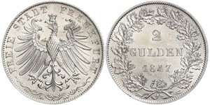 2 Gulden Ville libre de Francfort Argent 