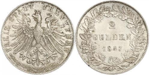 2 Gulden Ville libre de Francfort Argent 