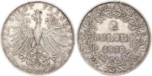 2 Gulden Città libera di Francoforte Argento 