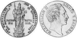 2 Gulden Regno di Baviera (1806 - 1918) Argento Massimiliano II di Baviera(1811 - 1864)