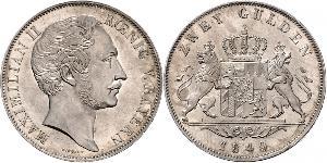 2 Gulden Regno di Baviera (1806 - 1918) Argento Massimiliano II di Baviera(1811 - 1864)