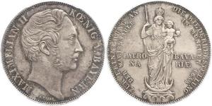 2 Gulden Regno di Baviera (1806 - 1918) Argento Massimiliano II di Baviera(1811 - 1864)