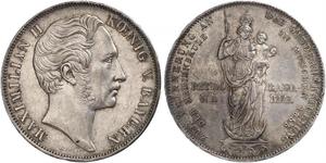 2 Gulden Regno di Baviera (1806 - 1918) Argento Massimiliano II di Baviera(1811 - 1864)