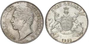 2 Gulden Regno di Württemberg (1806-1918) Argento Guglielmo I di Württemberg