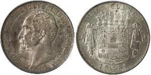 2 Gulden Ducado de Sajonia-Meiningen (1680 - 1918) Plata Bernardo II de Sajonia-Meiningen