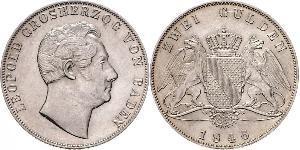 2 Gulden Gran Ducado de Baden (1806-1918) Plata Leopoldo I de Baden(1790 – 1852)