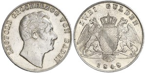 2 Gulden Gran Ducado de Baden (1806-1918) Plata Leopoldo I de Baden(1790 – 1852)
