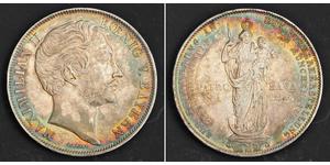 2 Gulden Reino de Baviera (1806 - 1918) Plata Maximiliano II de Baviera(1811 - 1864)