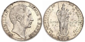 2 Gulden Reino de Baviera (1806 - 1918) Plata Maximiliano II de Baviera(1811 - 1864)