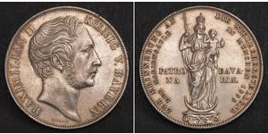 2 Gulden Reino de Baviera (1806 - 1918) Plata Maximiliano II de Baviera(1811 - 1864)
